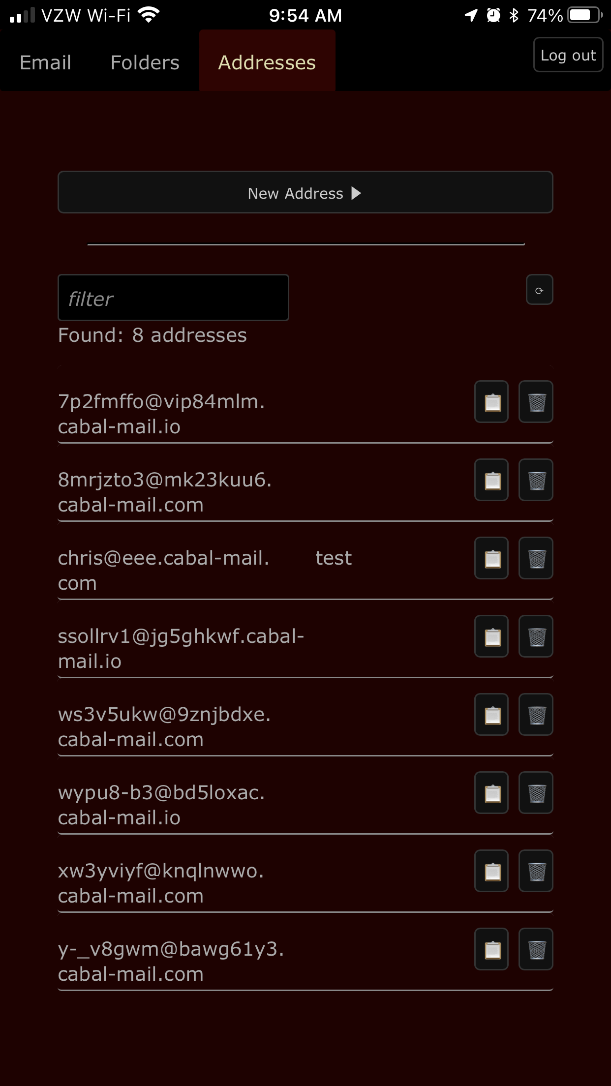 Address List Page